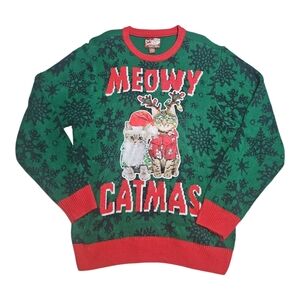 Party Christmas Sweater – Meowy Catmas – Size Medium